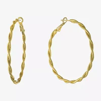 Silver Reflections 14K Gold Over Brass 55mm Hoop Earrings