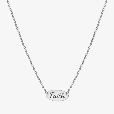 Silver Treasures Faith Sterling Silver 16 Inch Cable Oval Pendant Necklace