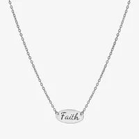 Silver Treasures Faith Sterling Silver 16 Inch Cable Oval Pendant Necklace