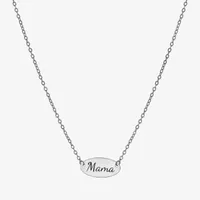 Silver Treasures Mama Sterling Silver 16 Inch Cable Oval Pendant Necklace