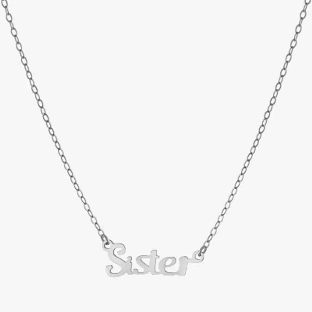 Silver Treasures Sister Sterling Silver 16 Inch Cable Pendant Necklace