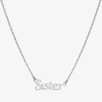 Silver Treasures Sister Sterling Silver 16 Inch Cable Pendant Necklace