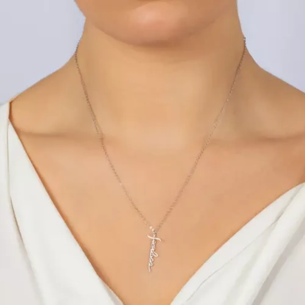 Silver Treasures Fearless Sterling Silver 16 Inch Cable Pendant Necklace