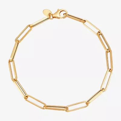 Made in Italy 14K Gold 7.5 Inch Hollow Paperclip Chain Bracelet