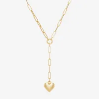 Lariat Style Womens 10K Gold Heart Y Necklace
