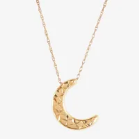 Womens 10K Gold Moon Pendant Necklace