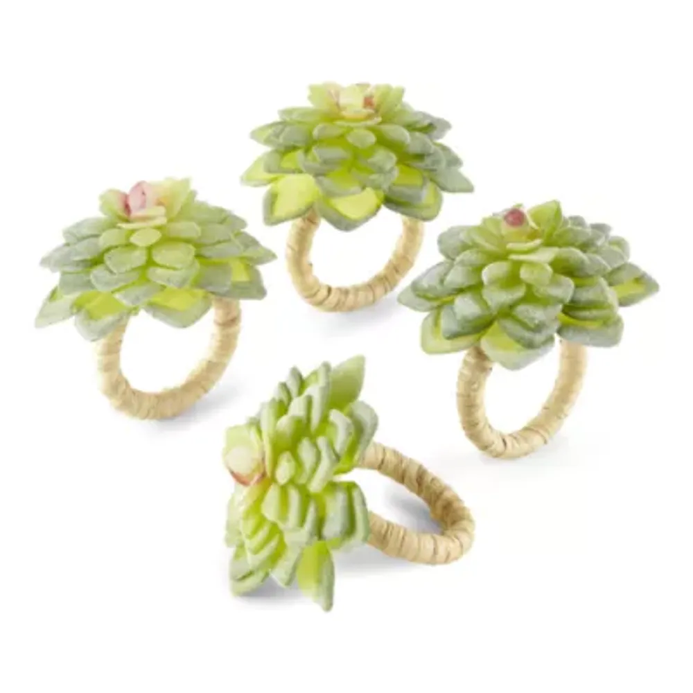 Homewear Succulent 4-pc. Napkin Ring