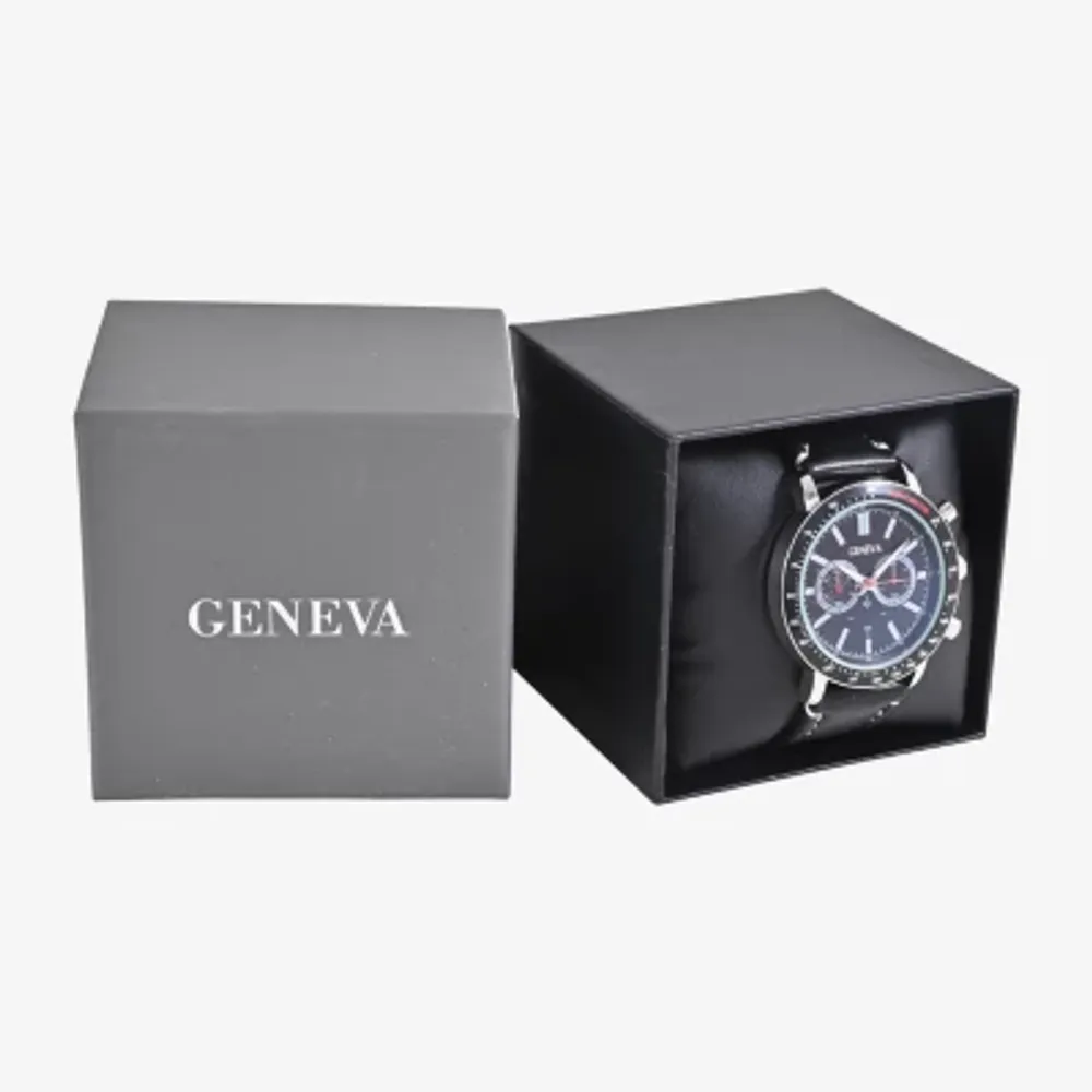 Geneva Mens Black Strap Watch Mac5151jc