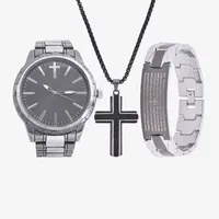 Lord'S Prayer Mens Two Tone 3-pc. Watch Boxed Set Mac7111jc