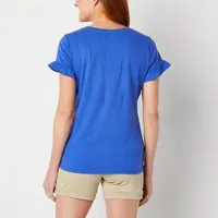 St. John's Bay Womens Tall Round Neck Short Sleeve T-Shirt