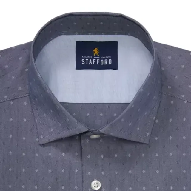 Stafford Advanced Performance Sweat Repel Mens Regular Fit Stretch Fabric  Wrinkle Free Long Sleeve Dress Shirt