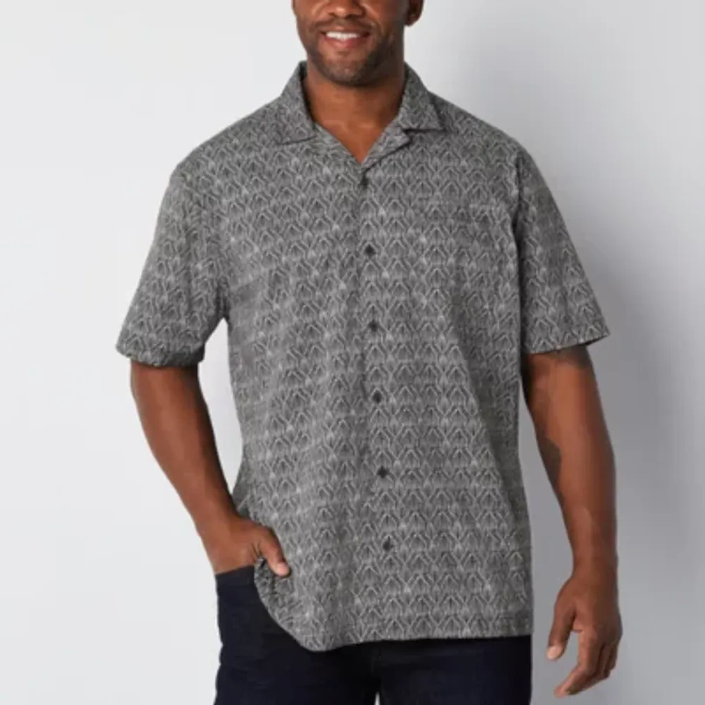 mutual weave Big and Tall Mens Short Sleeve Camp Shirt