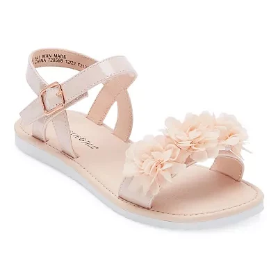 Christie & Jill Little Big  Girls Ava Ankle Strap Flat Sandals