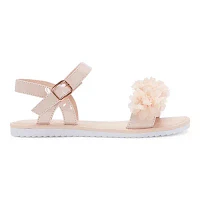 Christie & Jill Little Big  Girls Ava Ankle Strap Flat Sandals