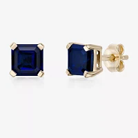 Lab Created Blue Sapphire 10K Gold 5.5mm Stud Earrings