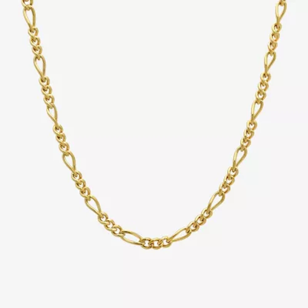 Mens Yellow Stainless Steel Figaro Chain Necklace