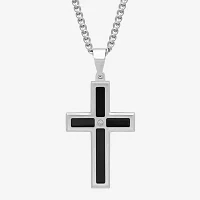 Mens Diamond-Accent Cross Pendant Necklace