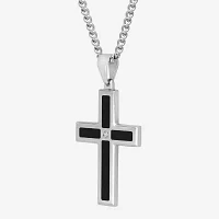 Mens Diamond-Accent Cross Pendant Necklace