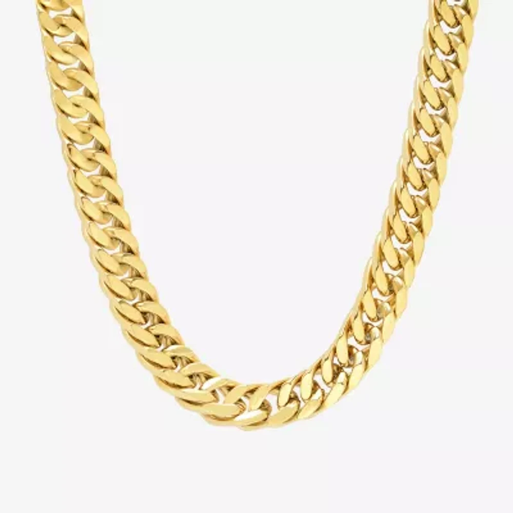 Men's Yellow Stainless Steel Solid Curb Chain Necklace