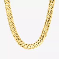 Men's Yellow Stainless Steel Solid Curb Chain Necklace