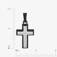 Mens 1/10 CT. T.W. White Diamond Stainless Steel Cross Pendant Necklaces