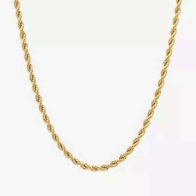 Mens Yellow Stainless Steel Solid Rope Chain Necklace