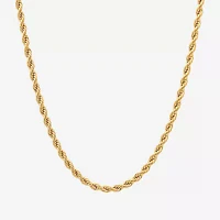 Mens Yellow Stainless Steel Solid Rope Chain Necklace