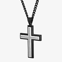 Mens 1/2 CT. T.W. Lab-Grown (G-H / I1)  Diamond Stainless Steel Cross Pendant Necklace