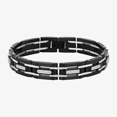 Mens 1/2 CT. T.W.Lab-Grown (G-H / I1) Diamond Stainless Steel 8 1/2 Inch Link Bracelet