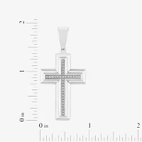 Mens 1/ CT. T.W. Natural Diamond Stainless Steel Cross Pendant Necklace