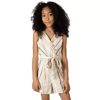 Rare Editions Big Girls Belted Sleeveless Romper