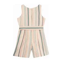 Rare Editions Big Girls Belted Sleeveless Romper