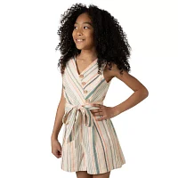 Rare Editions Big Girls Belted Sleeveless Romper