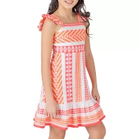 Rare Editions Big Girls Sleeveless Flutter Sleeve A-Line Dress