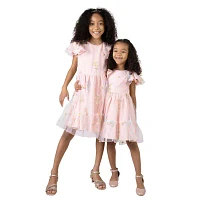 Rare Editions Little & Big Girls Short Sleeve Flutter Sleeve A-Line Dress