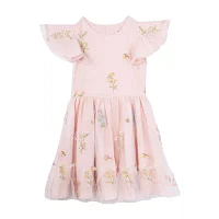 Rare Editions Little & Big Girls Short Sleeve Flutter Sleeve A-Line Dress