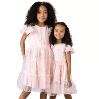 Rare Editions Little & Big Girls Short Sleeve Flutter Sleeve A-Line Dress