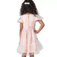 Rare Editions Little & Big Girls Short Sleeve Flutter Sleeve A-Line Dress