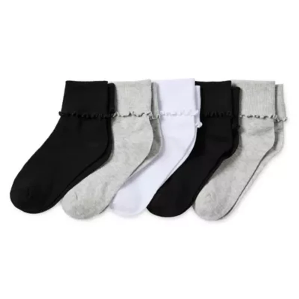 Thereabouts Little & Big Girls 5 Pair Turncuff Socks