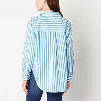 a.n.a Womens Long Sleeve Oversized Button-Down Shirt