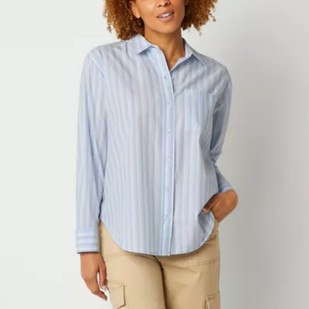 a.n.a Womens Long Sleeve Oversized Button-Down Shirt