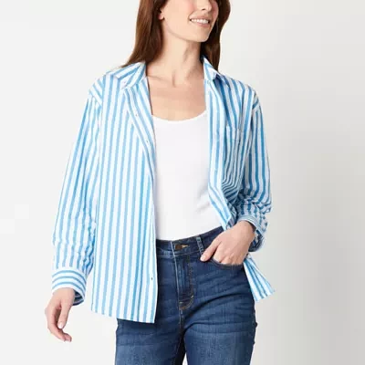 a.n.a Womens Long Sleeve Oversized Button-Down Shirt