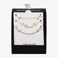 Sparkle Allure Mama 3-pc. Cubic Zirconia 10K Gold Over Brass 16 Inch Cable Necklace Set