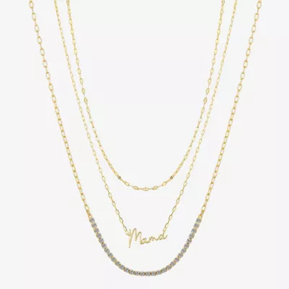 Sparkle Allure Mama 3-pc. Cubic Zirconia 10K Gold Over Brass 16 Inch Cable Necklace Set