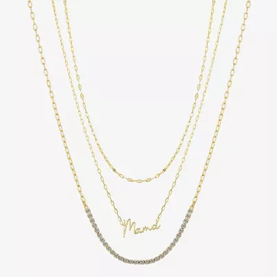 Sparkle Allure Mama 3-pc. Cubic Zirconia 10K Gold Over Brass 16 Inch Cable Necklace Set