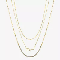 Sparkle Allure Mama 3-pc. Cubic Zirconia 10K Gold Over Brass 16 Inch Cable Necklace Set