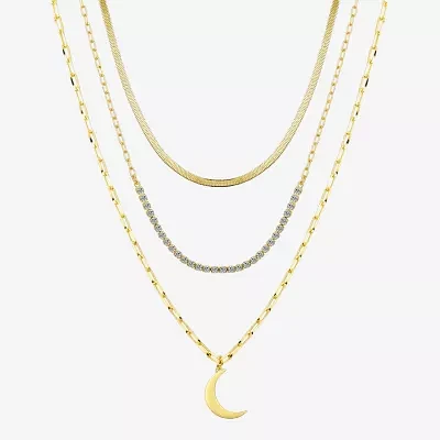 Sparkle Allure 3-pc. Cubic Zirconia 10K Gold Over Brass 16 Inch Cable Moon Necklace Set