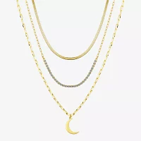 Sparkle Allure 3-pc. Cubic Zirconia 10K Gold Over Brass 16 Inch Cable Moon Necklace Set