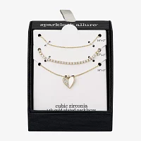 Sparkle Allure 3-pc. Cubic Zirconia 10K Gold Over Brass 16 Inch Cable Heart Necklace Set