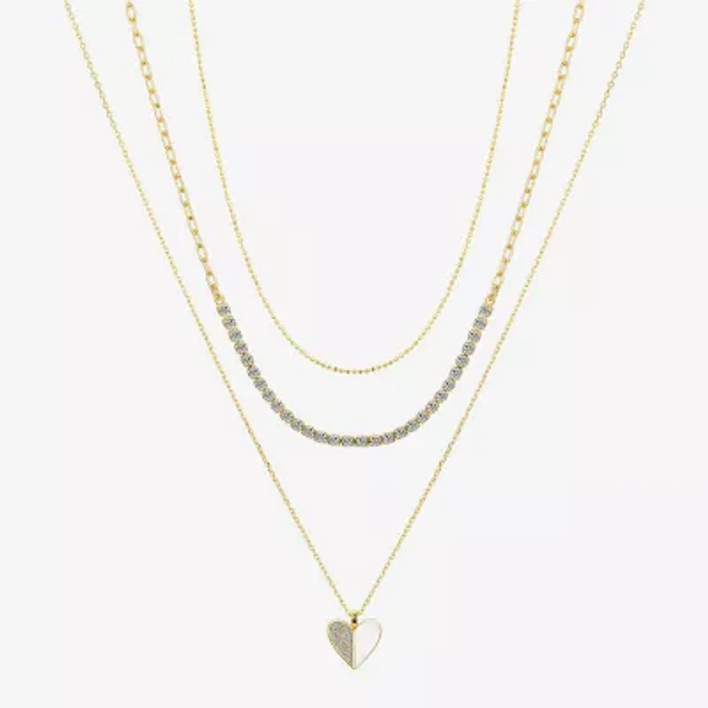 Sparkle Allure 3-pc. Cubic Zirconia 10K Gold Over Brass 16 Inch Cable Heart Necklace Set